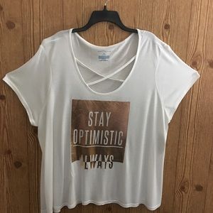 “Stay Optimistic Always” Boutique+  Plus Sz Tee 2X